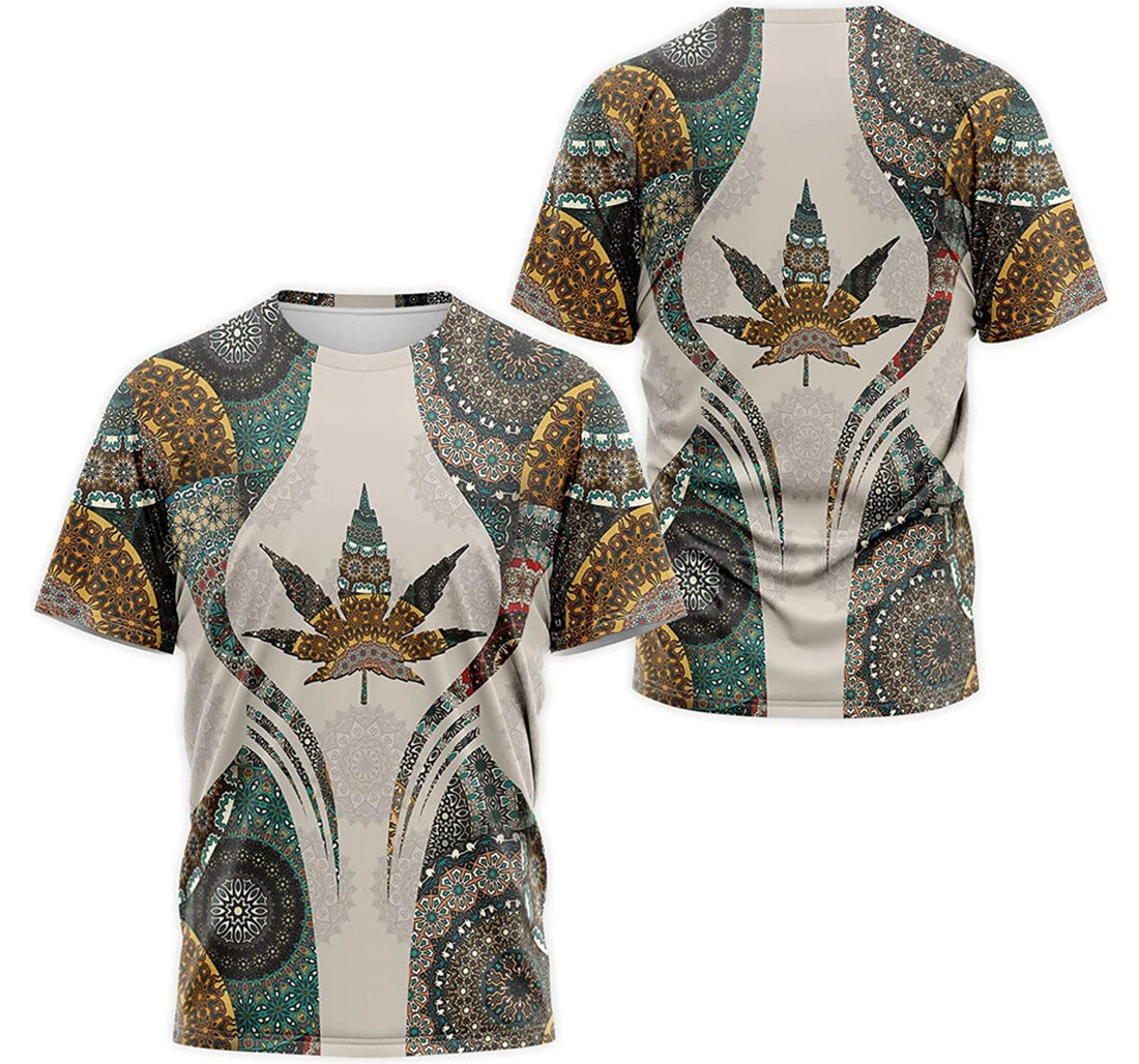 FUNSTUFFPRINT Personalized T-Shirt, Hoodie - Mandala Weed Cannabis 3D T-shirt