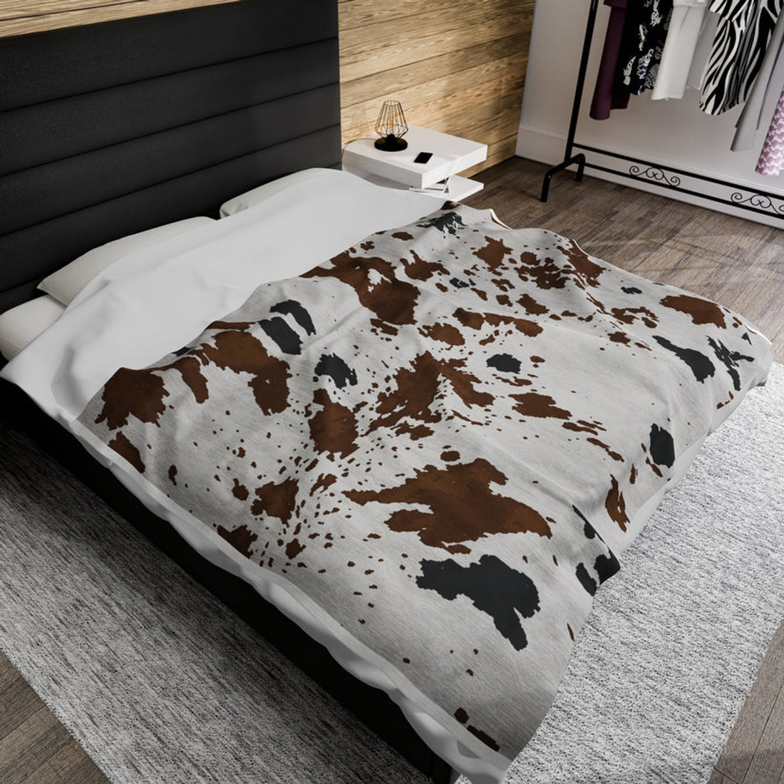 FUNSTUFFPRINT Cowhide Velveteen Plush Blanket