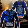 FUNSTUFFPRINT Firefighter 3D Hoodie Blue Skull Fueled By Fire Driven By Courage 3D Hoodie and Zip Hoodie