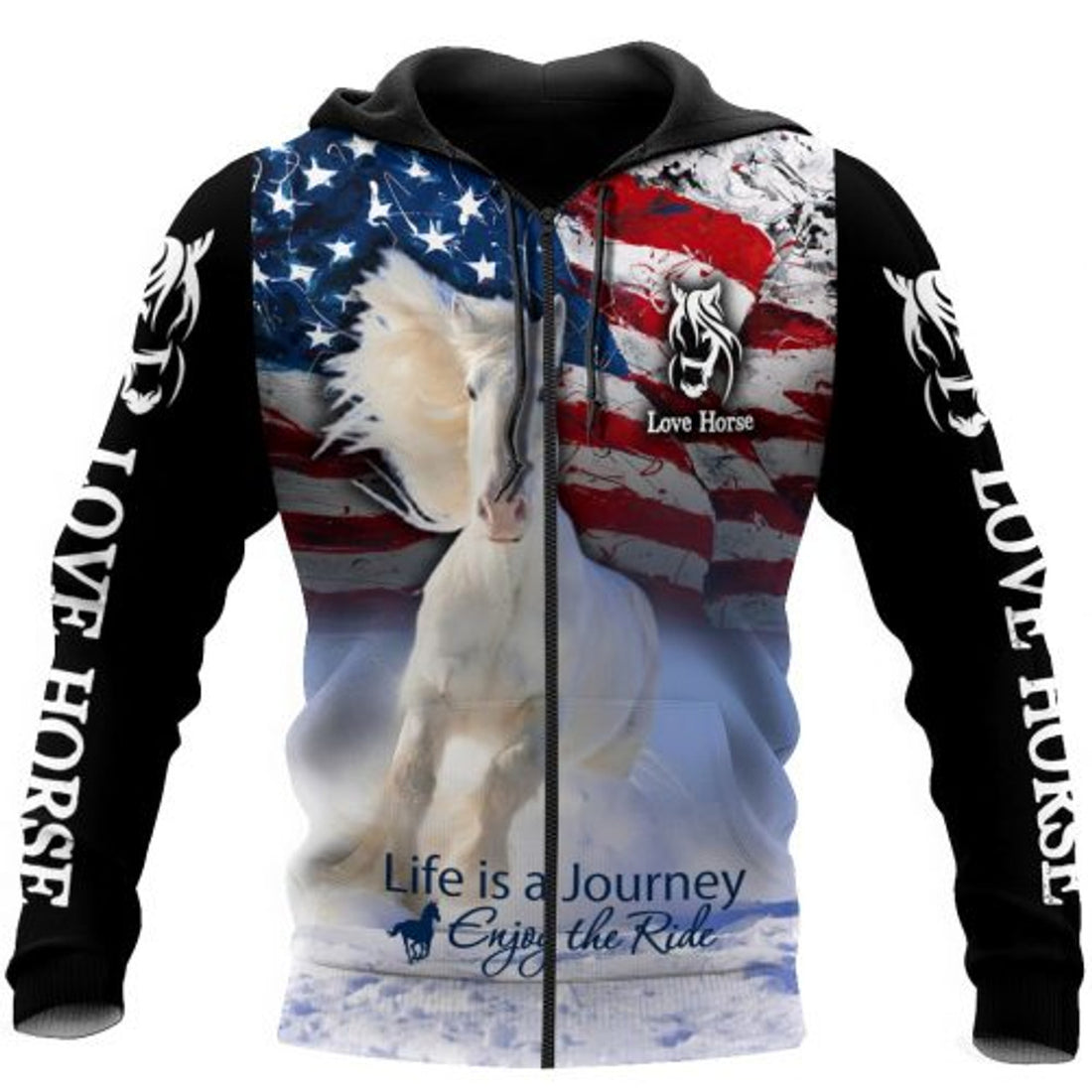 FUNSTUFFPRINT Horse 3D Hoodie Life Is A Journey Enjoy The Ride 3D Hoodie and Zip Hoodie