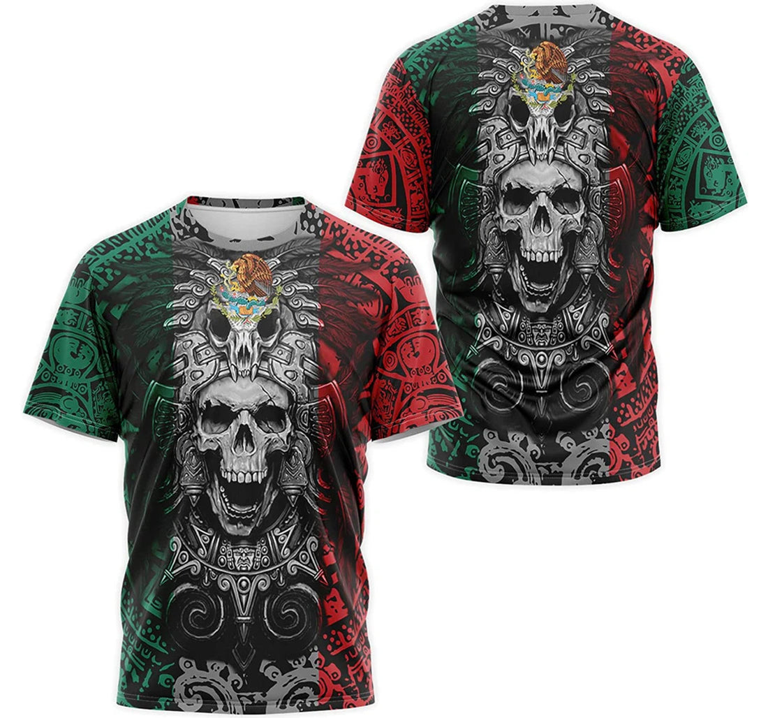 FUNSTUFFPRINT Personalized T-Shirt, Hoodie - Mexico Coat Of Arms Skull Aztec Mayan Warrior Pattern 3D T-shirt
