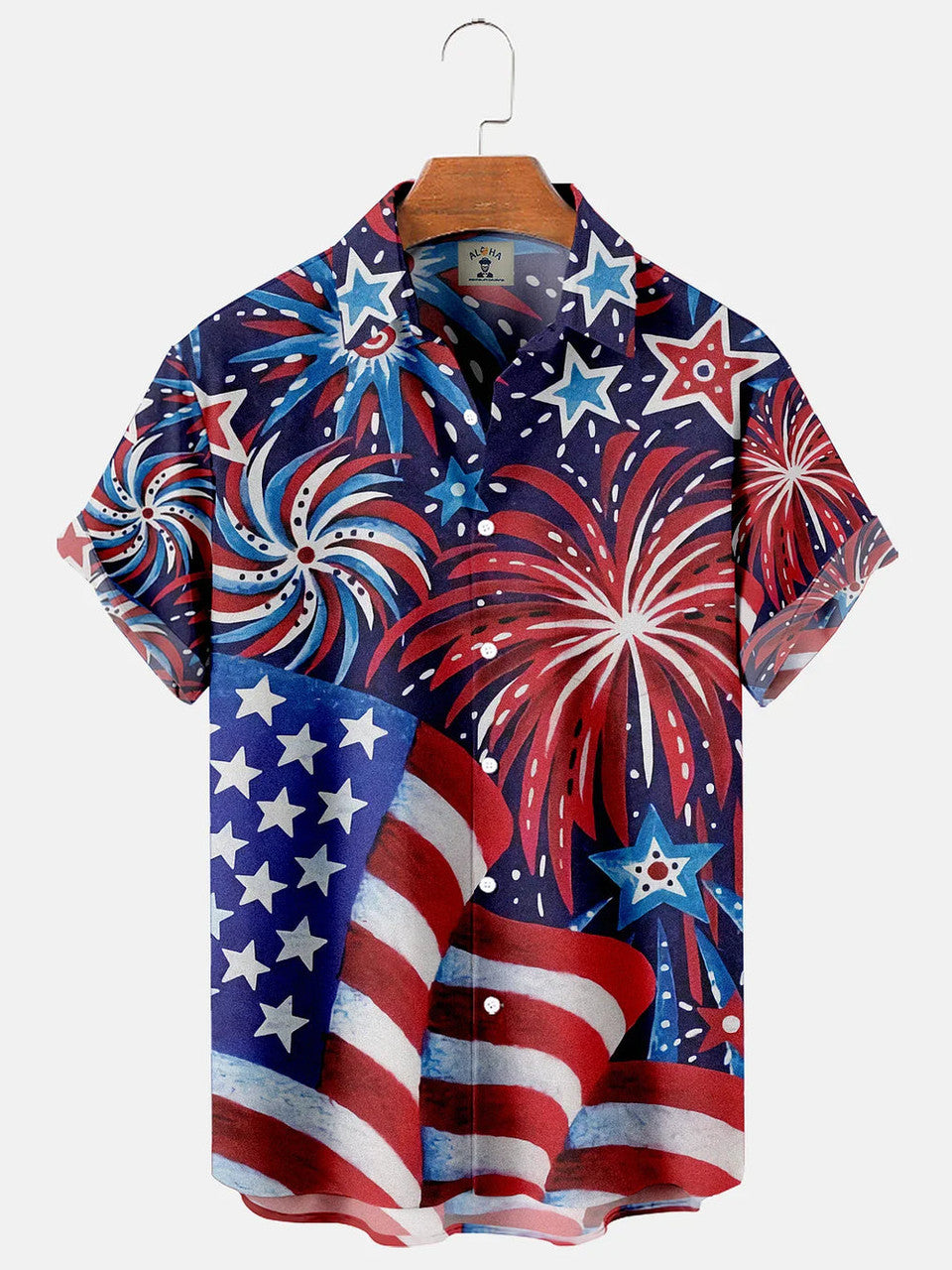 Vintage American Flag Short Sleeve Shirt, Happy Independence Day 4th Of July Hawaiian Shirt