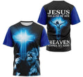 FUNSTUFFPRINT T-Shirt, Hoodie - Custom Name Blue Lion Christian Jesus Because Of Him Heaven Knows My Name 3D T-shirt