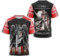 FUNSTUFFPRINT Personalized T-Shirt, Hoodie - Templar Knights Jesus I Will Stand Firm In The Whole Armor Of God 3D T-shirt