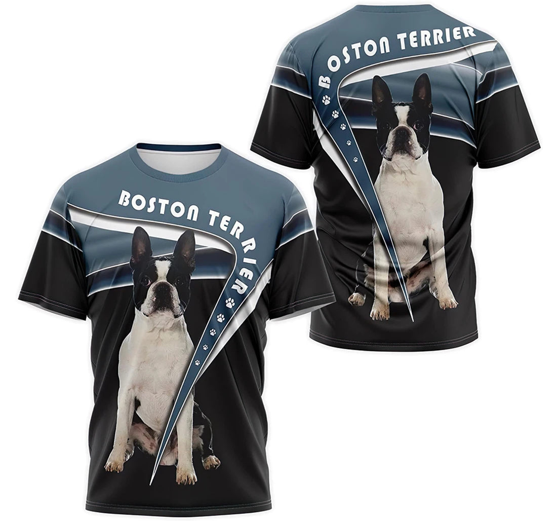 FUNSTUFFPRINT Personalized T-Shirt, Hoodie - White Boston Terrier Dog 3D T-shirt