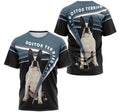 FUNSTUFFPRINT Personalized T-Shirt, Hoodie - White Boston Terrier Dog 3D T-shirt