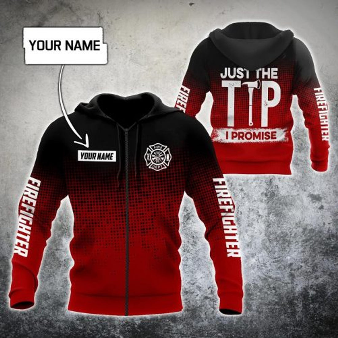 FUNSTUFFPRINT Personalized Firefighter 3D Hoodie For Men Just The Tip I Promise 3D Hoodie and Zip Hoodie