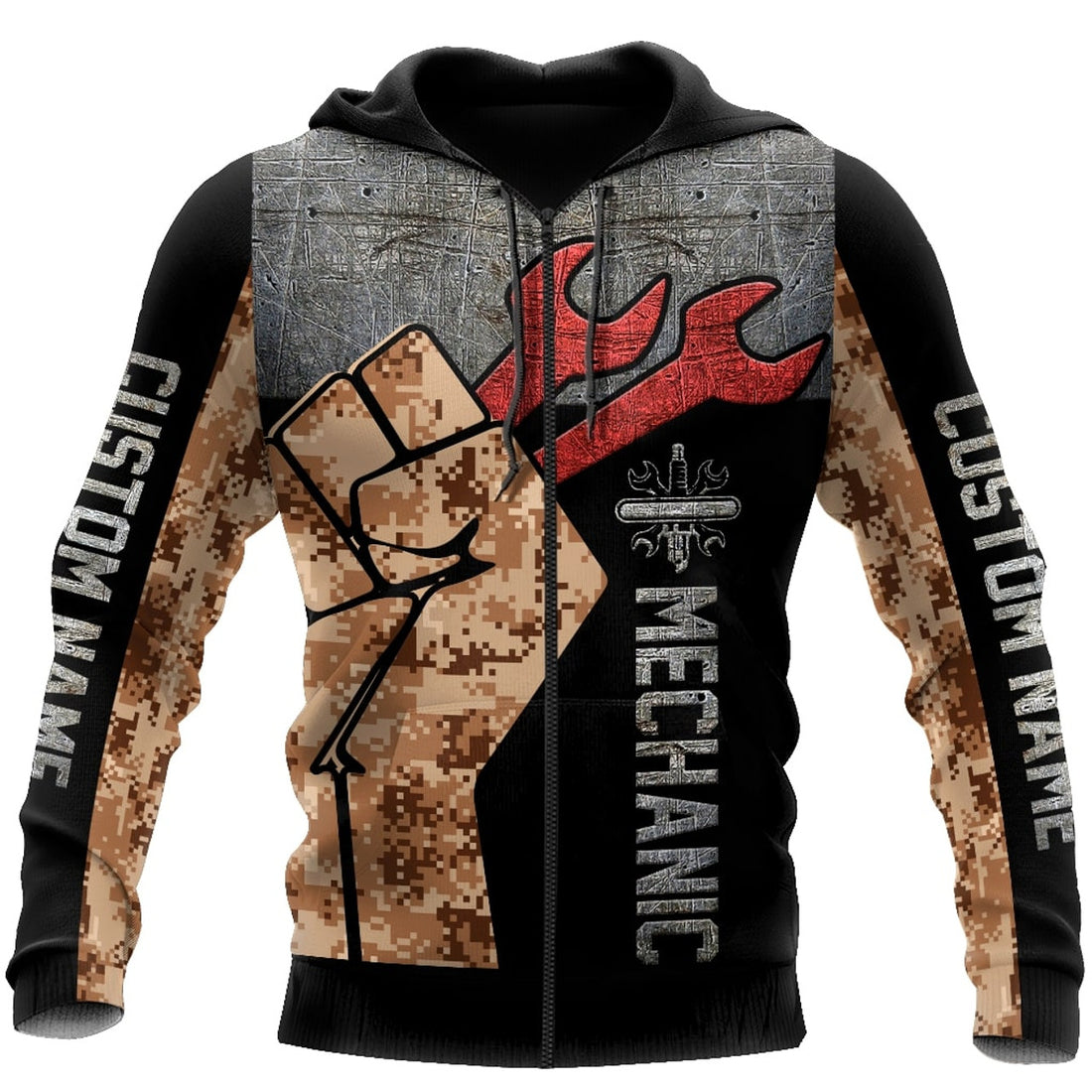 FUNSTUFFPRINT Personalized Mechanic 3D Hoodie Custom Name 3D Hoodie and Zip Hoodie