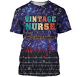 FUNSTUFFPRINT Personalized Vintage Nurse Define Red Heart Beat Pattern 3D Shirt 3D T-shirt