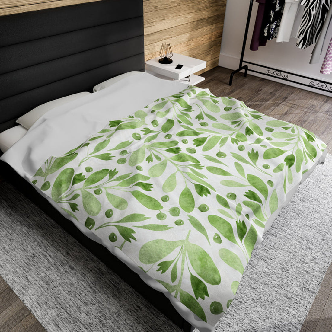 FUNSTUFFPRINT Fresh Green Velveteen Plush Blanket