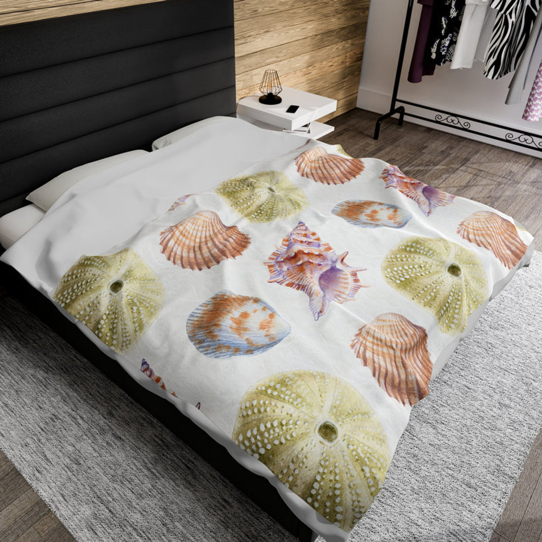 FUNSTUFFPRINT Shells Velveteen Plush Blanket