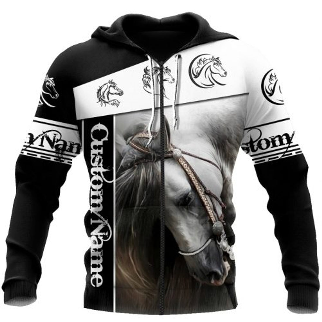 FUNSTUFFPRINT Personalized For Men And Women White Horse 3D Hoodie and Zip Hoodie