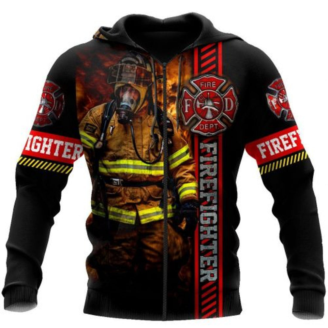 FUNSTUFFPRINT Firefighter 3D Hoodie Fire Dept Logo 3D Hoodie and Zip Hoodie
