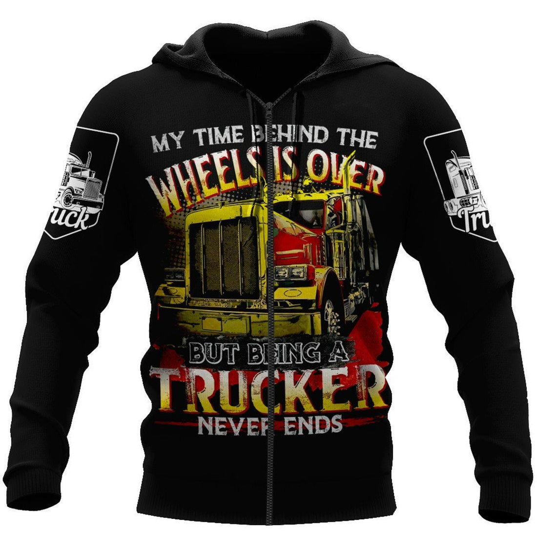 FUNSTUFFPRINT Being A Trucker Never Ends 3D Hoodie and Zip Hoodie