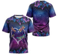 FUNSTUFFPRINT Personalized T-Shirt, Hoodie - Purple Galaxy Dragonfly Flower Heart 3D T-shirt