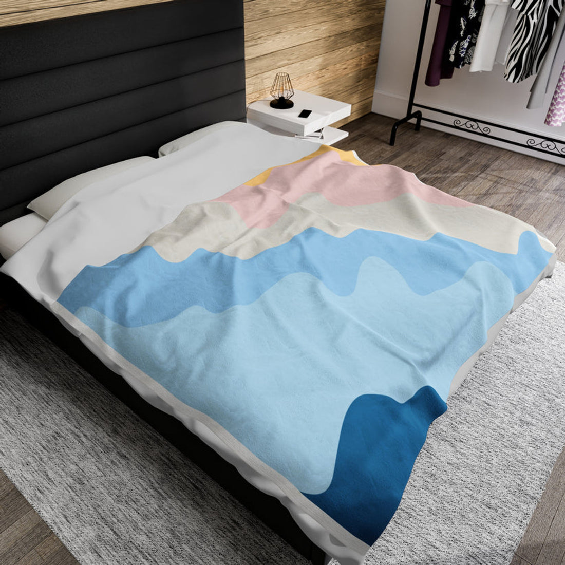 FUNSTUFFPRINT Pastel Waves Velveteen Plush Blanket