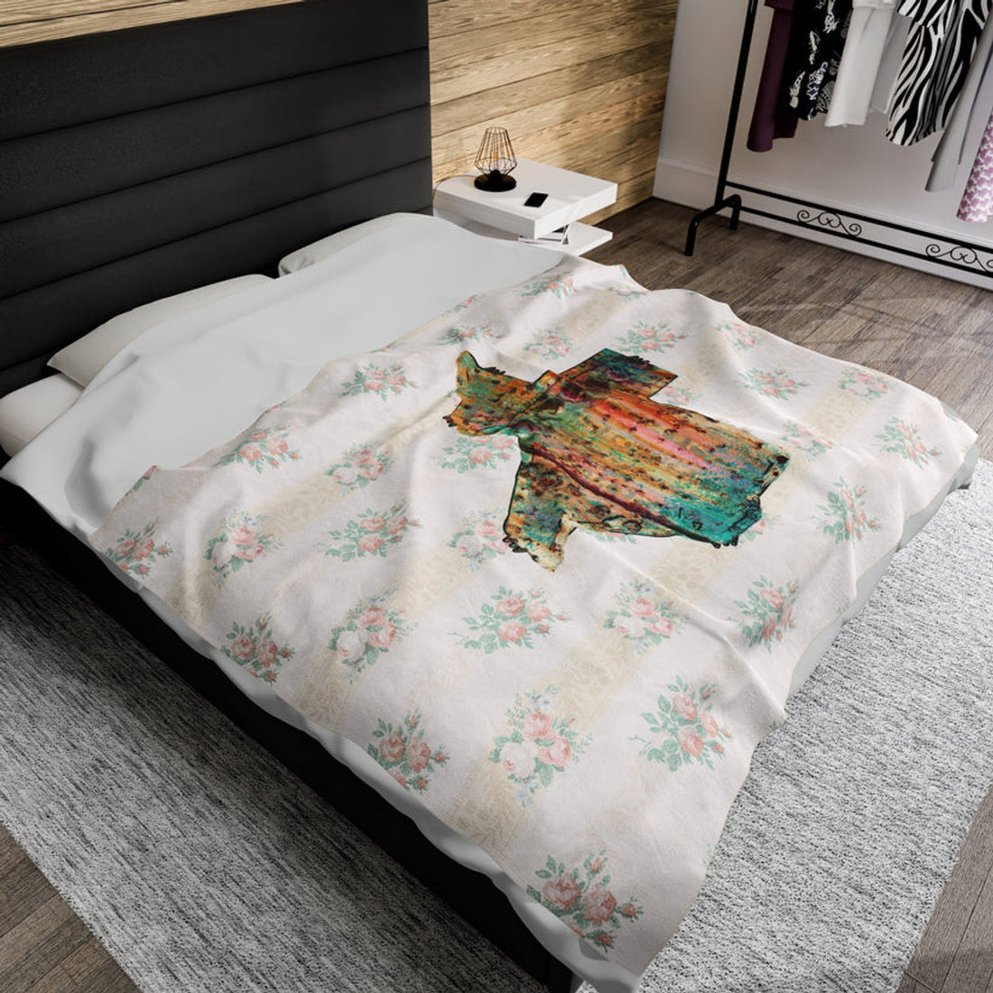 FUNSTUFFPRINT Boho Texas Velveteen Plush Blanket