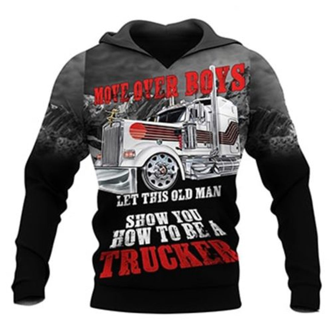 FUNSTUFFPRINT Personalized Trucker 3D Hoodie Trucker More Over Boys Let This Old Man Show You How To Be A Trucker 3D Hoodie and Zip Hoodie