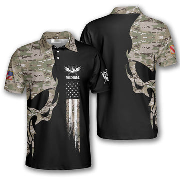 Custom Skull Camouflage Custom Billiard Shirts for Men, Custom Billiard Shirts for Team, Billiard Polo Shirts