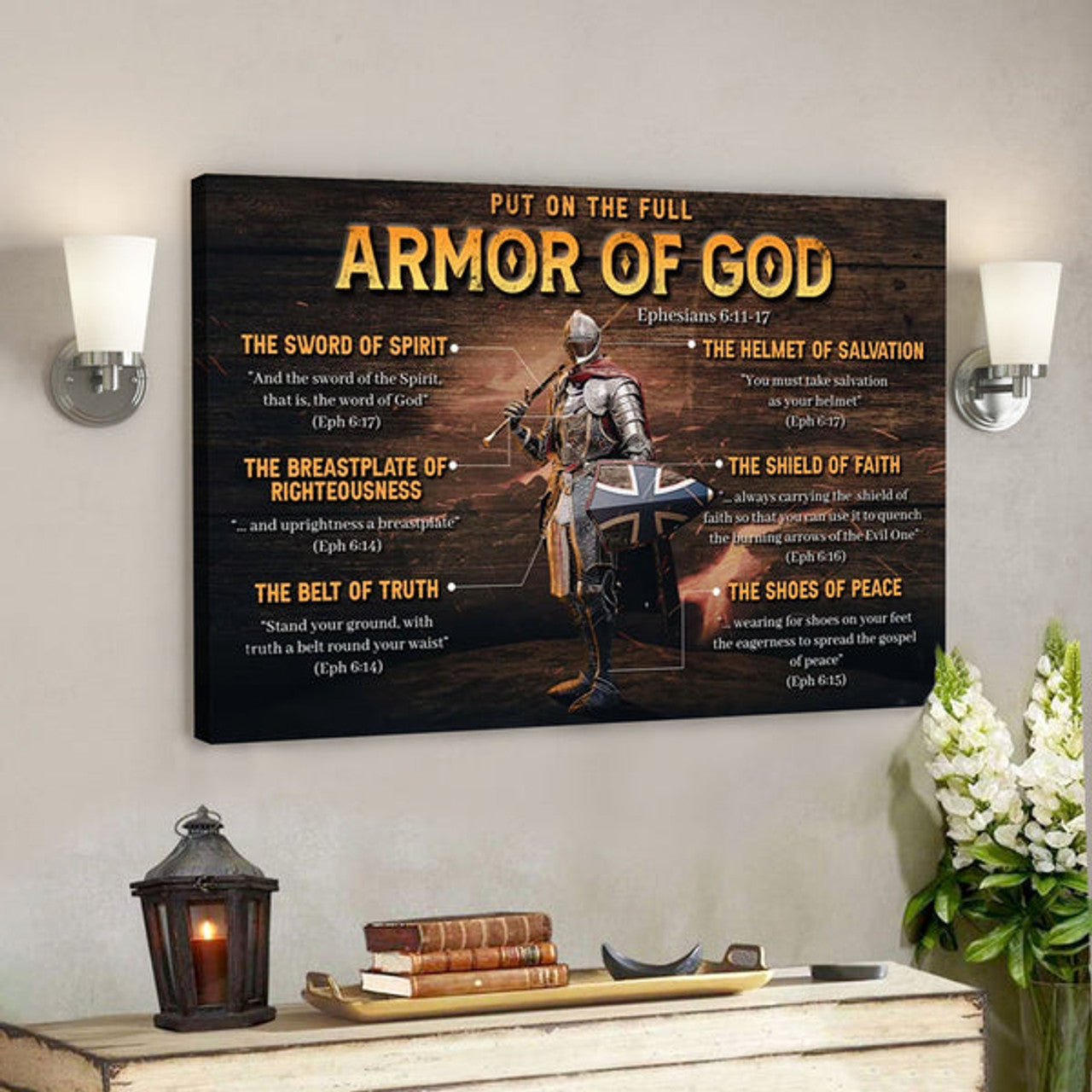 Put On The Full Armor Of God Canvas Wall Art - Christian Canvas Prints - Faith Canvas - Bible Verse Canvas 