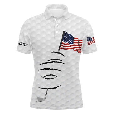 Custom Golf Men Polo Shirts, Custom Name American flag 4th July Apparel - Personalized Gift For Men, Husband, Boyfriend, Golf Lovers, Independence Day