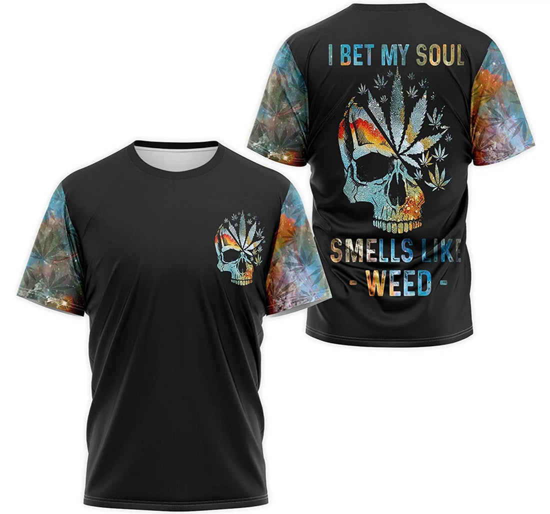 FUNSTUFFPRINT Personalized T-Shirt, Hoodie - Skull Cannabis I Bet My Soul Smells Like Weed 3D T-shirt