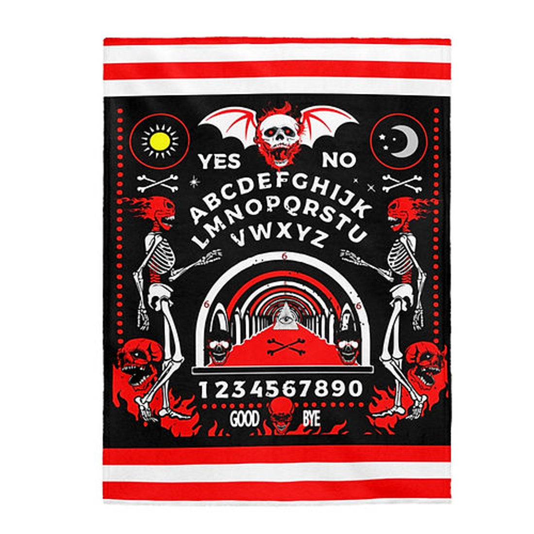 FUNSTUFFPRINT Ouija Board Velvet Plush Blanket-Cozy Blanket-Skull Blanket-Skeleton Blanket