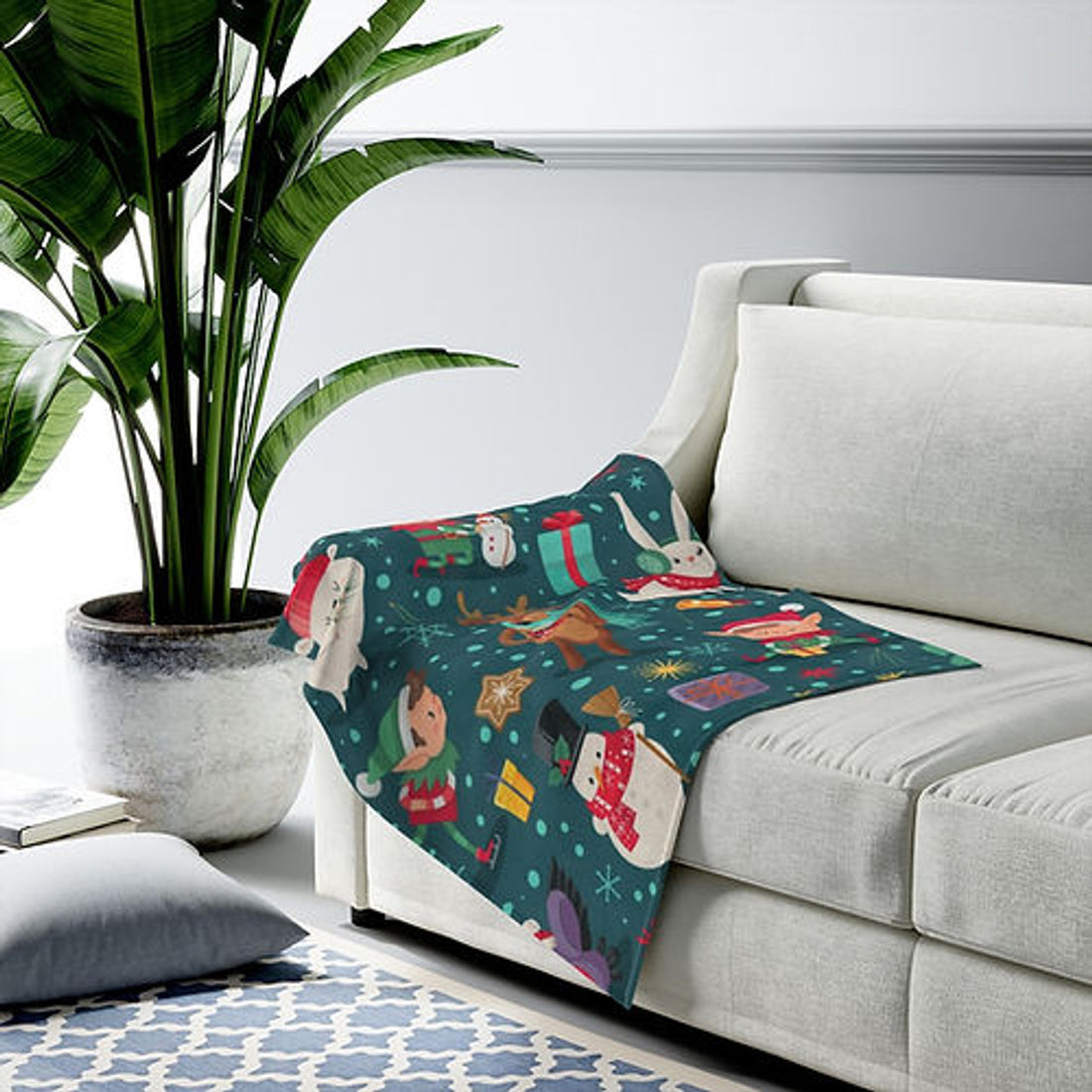 FUNSTUFFPRINT Santa Helpers Christmas Velveteen Plush Blanket-Cozy Blanket-Comfy Blanket