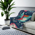 FUNSTUFFPRINT Santa Rain Deer Christmas Velveteen Plush Blanket-Cozy Blanket-Comfy Blanket