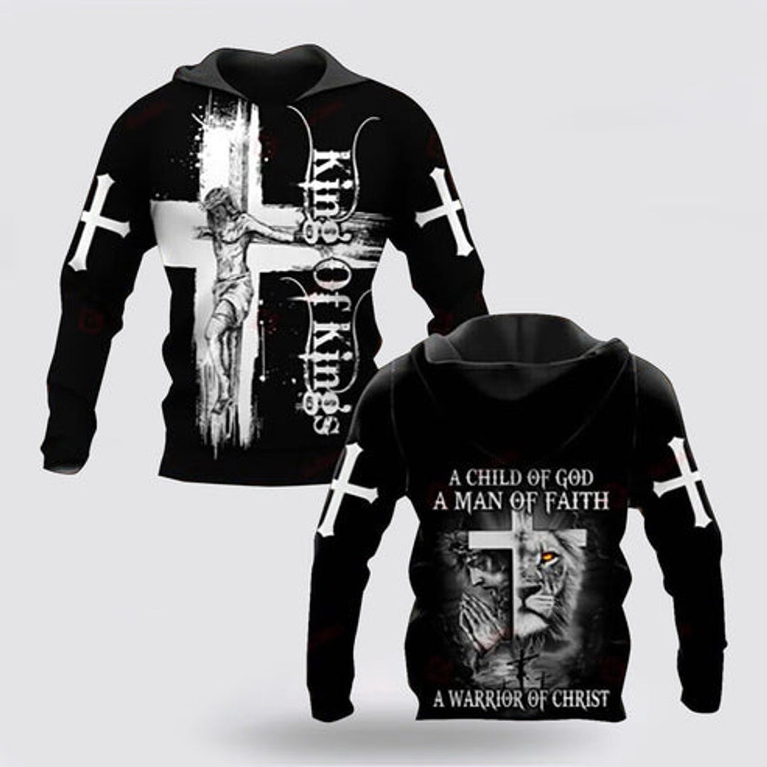 FUNSTUFFPRINT 3D A Warrior Of Jesus Christ A Child Of God A Man Of Faith 3D Hoodie and Zip Hoodie