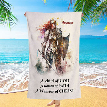 A Child Of God Personalized Beach Towel - Christian Beach Towel - Bible Verse Gift For Women Of God