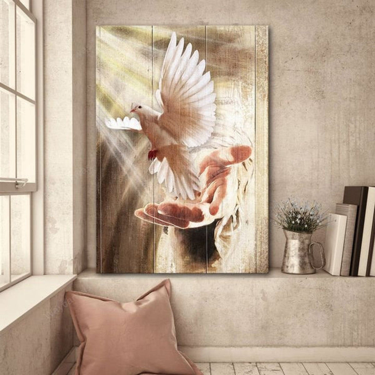 A Dove On His Hand Jesus Canvas Posters - Christian Wall Posters - Religious Wall Decor