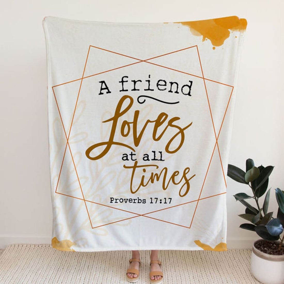 FUNSTUFFPRINT A Friend Loves At All Times Proverbs 171 Fleece Blanket - Christian Blanket - Bible Verse Blanket