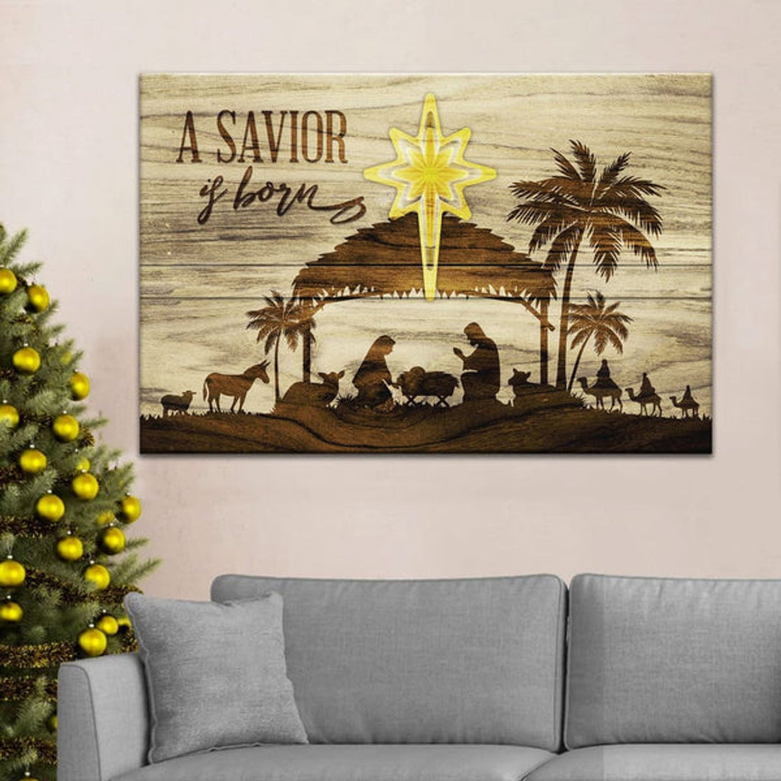 A Savior Is Born Christmas Wall Art Canvas - Religious Wall Decor