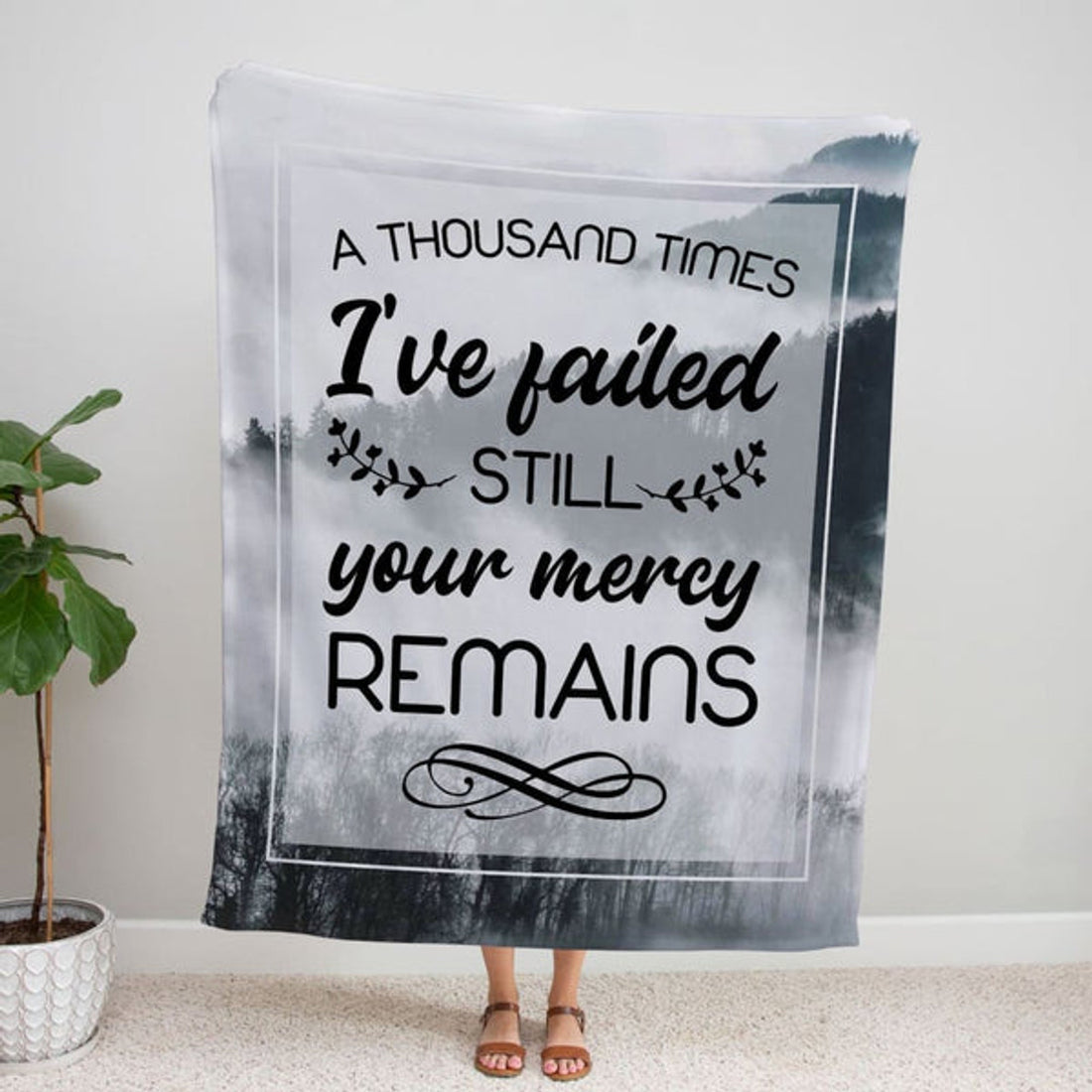 FUNSTUFFPRINT A Thousand Times I've Failed Still Your Mercy Remains Fleece Blanket - Christian Blanket - Bible Verse Blanket