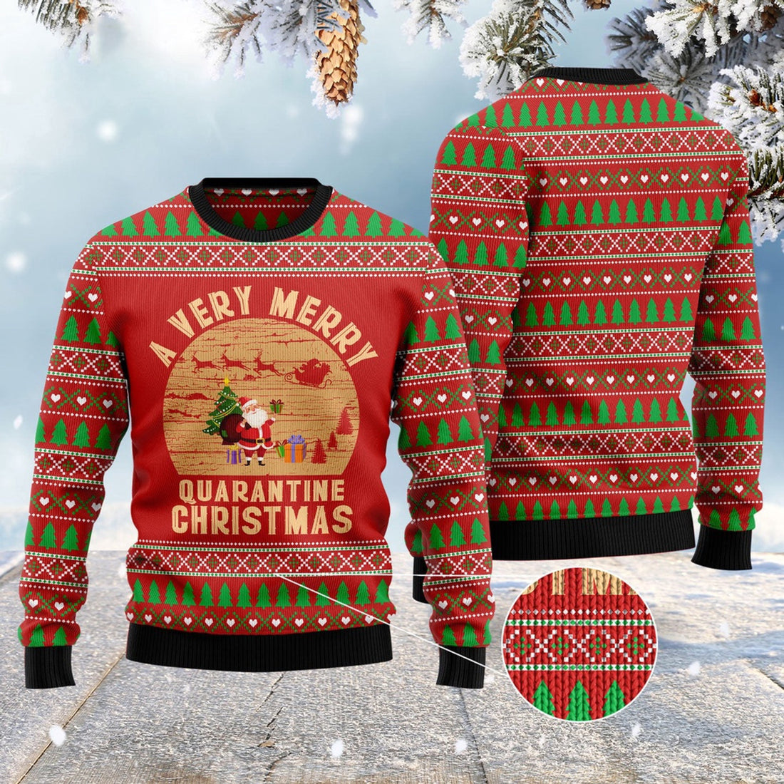 FUNSTUFFPRINT A Very Merry Quarantine Christmas Ugly Christmas Sweater, Christmas Sweater, Ugly Sweater, Funny Xmas Sweaters Ugly Sweater
