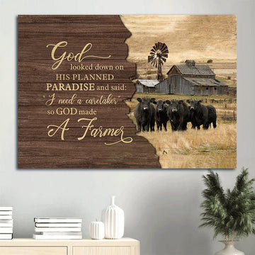 Aberdeen Angus Canvas Old Barn Painting God Looked Down On His Planned Paradise Canvas Wall Art