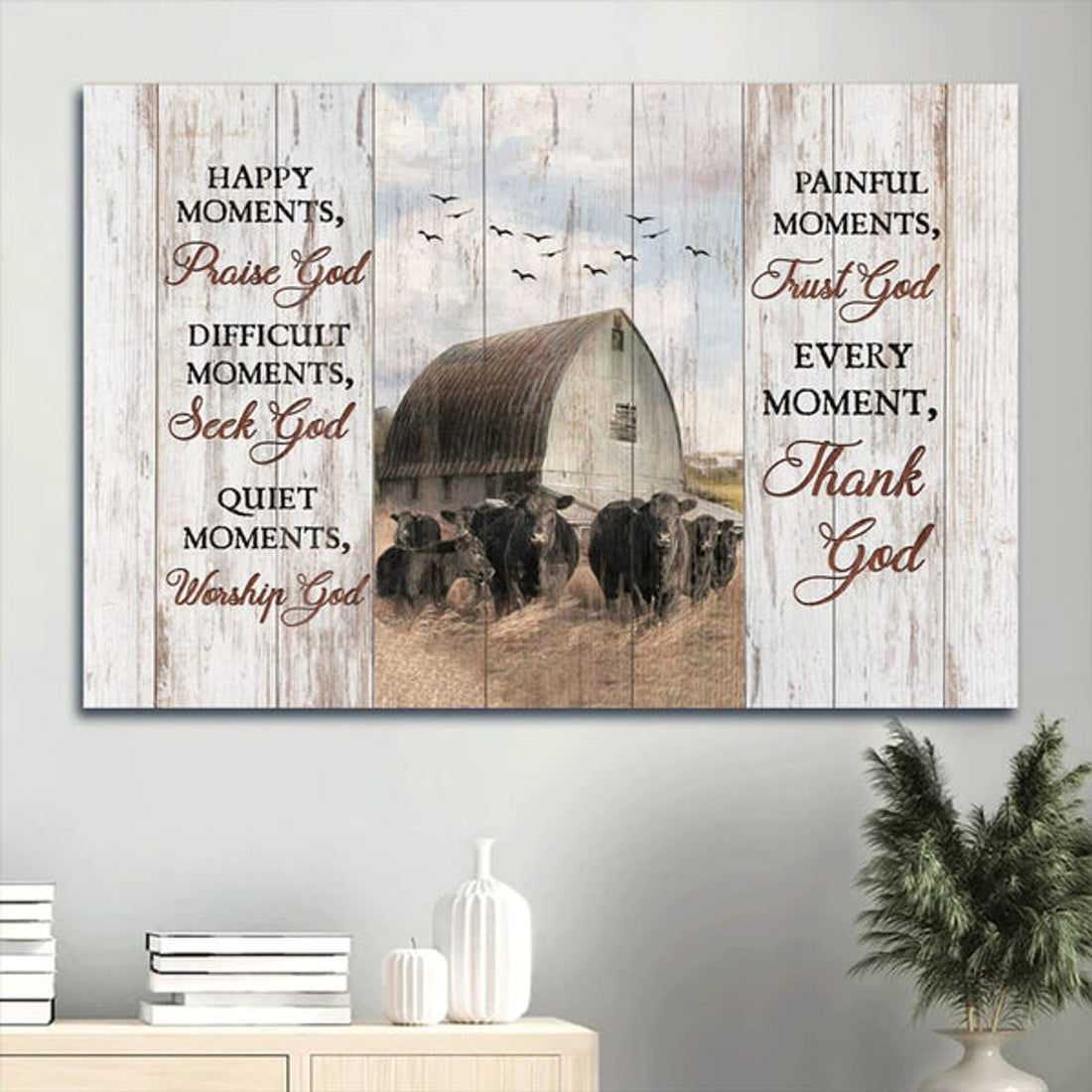 Aberdeen Angus Canvas Tranquil Farm Every Moment Thank God Canvas Wall Art - Christian Wall Decor