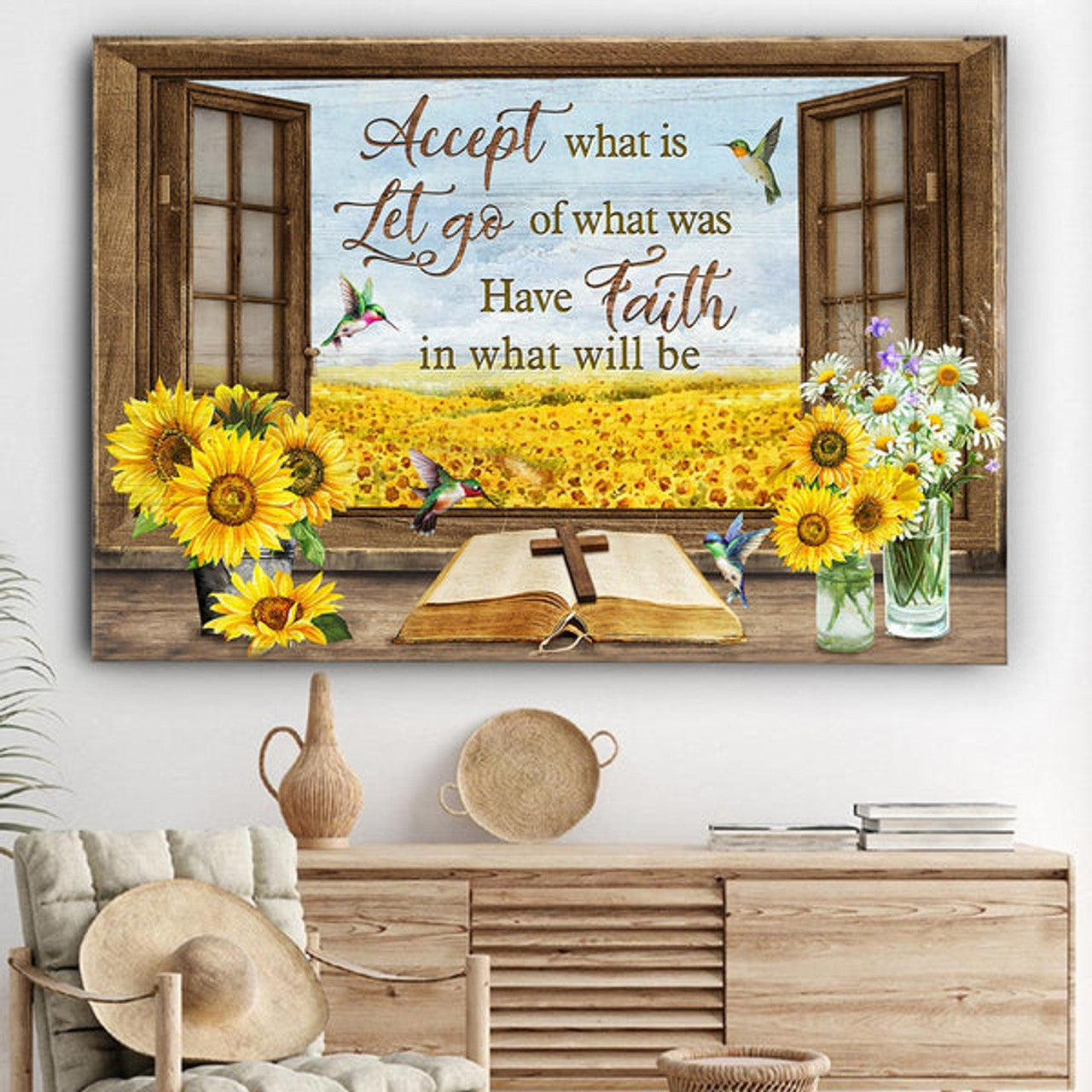 Accept What Is Let Go Of What Was Have Faith In What Will Be Canvas Wall Art - Christian Poster - Religious Wall Decor