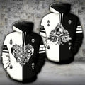 FUNSTUFFPRINT Matching Skull 3D All Over Hoodie Ace Heart And Spade Skull 3D Hoodie and Zip Hoodie