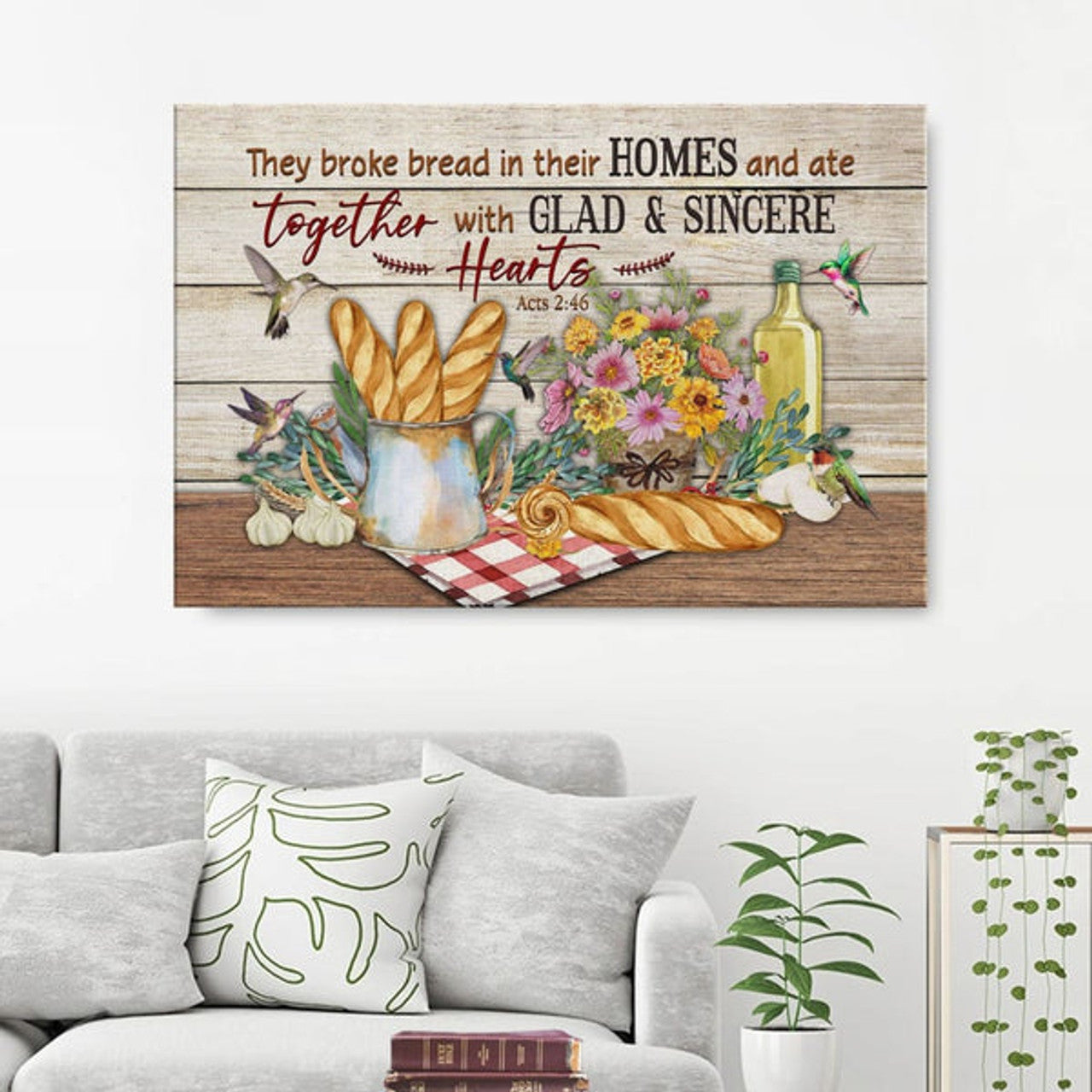 Acts 246 They Broke Bread In Their Homes Canvas Wall Art - Christian Canvas - Faith Canvas