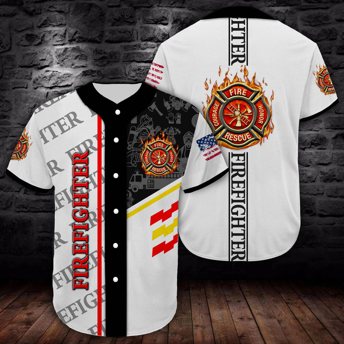 Firefighter Baseball Jersey All Over Printed