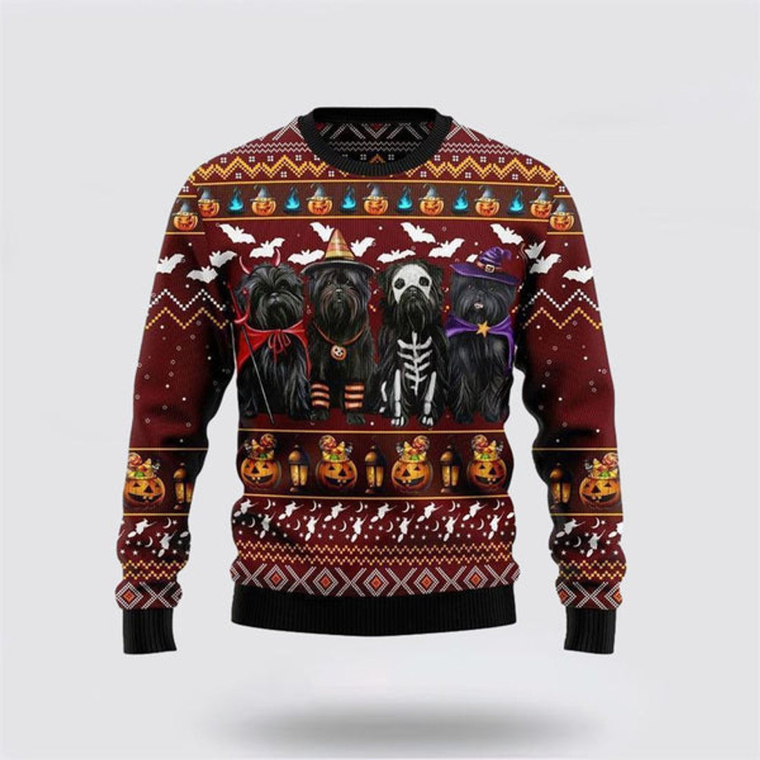 FUNSTUFFPRINT Affenpinscher Dog Halloween Ugly Christmas Sweater For Men And Women, Gift For Christmas, Best Winter Christmas Outfit Ugly  Sweater