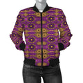 FUNSTUFFPRINT Africa Zone Jacket - Ankara Cloth - Violet Cowrie Women Bomber Jacket