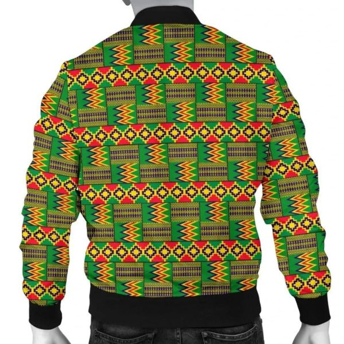 FUNSTUFFPRINT Africa Zone Jacket - Kente Cloth - Reggae Golden 3D Bomber Jacket
