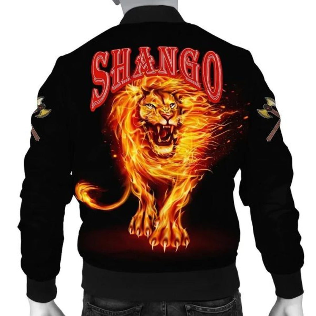 FUNSTUFFPRINT Africa Zone Jacket - Orisha Shango Lion Fire Bomber Jacket 3D Bomber Jacket