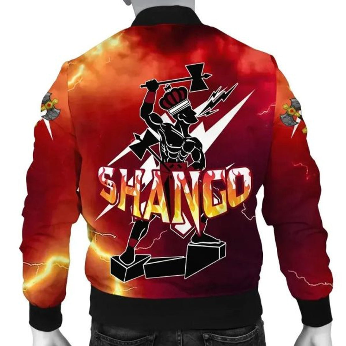 FUNSTUFFPRINT Africa Zone Jacket - Orisha Shango Thunder Yoruba Bomber Jacket Jn 3D Bomber Jacket