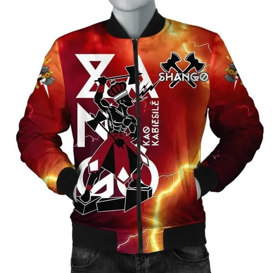FUNSTUFFPRINT Africa Zone Jacket - Orisha Shango Thunder Yoruba Bomber Jacket Jn 3D Bomber Jacket