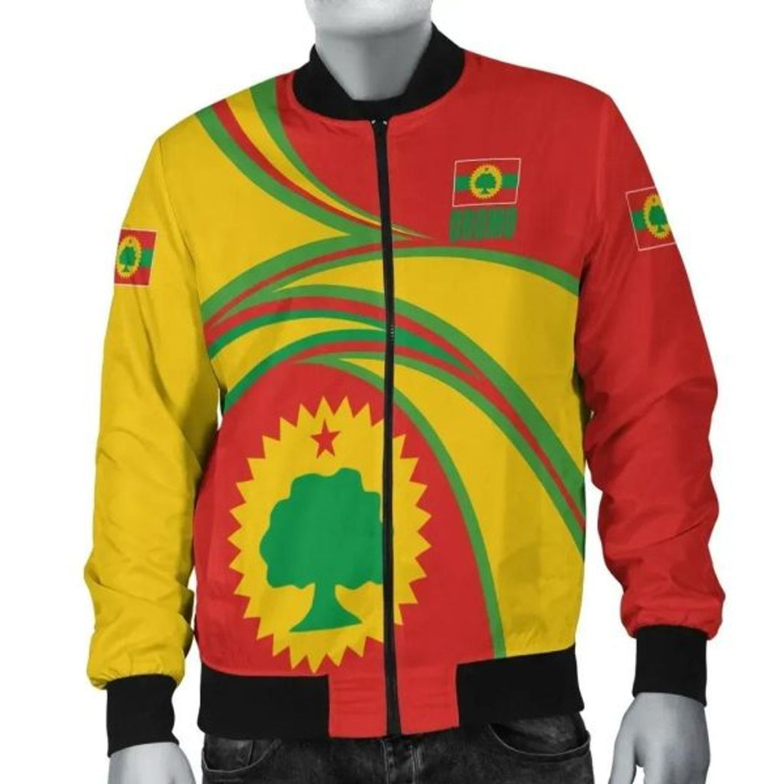 FUNSTUFFPRINT Africa Zone Jacket - Oromo N Flag Bomber Jacket 3D Bomber Jacket