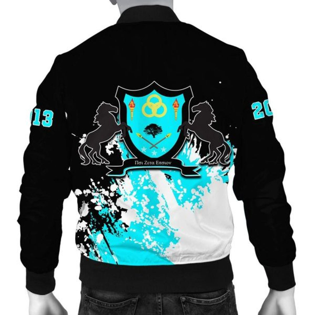 FUNSTUFFPRINT Africa Zone Jacket - Psi Zeta Epsilon Bomber Jacket - Spaint Style 3D Bomber Jacket